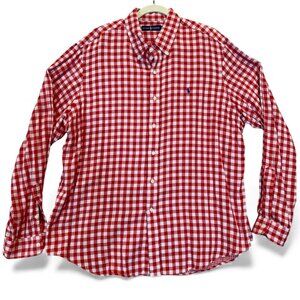 Ralph Lauren XXL Red Gingham Plaid Button Down Shirt Classic Prep Coastal Americ